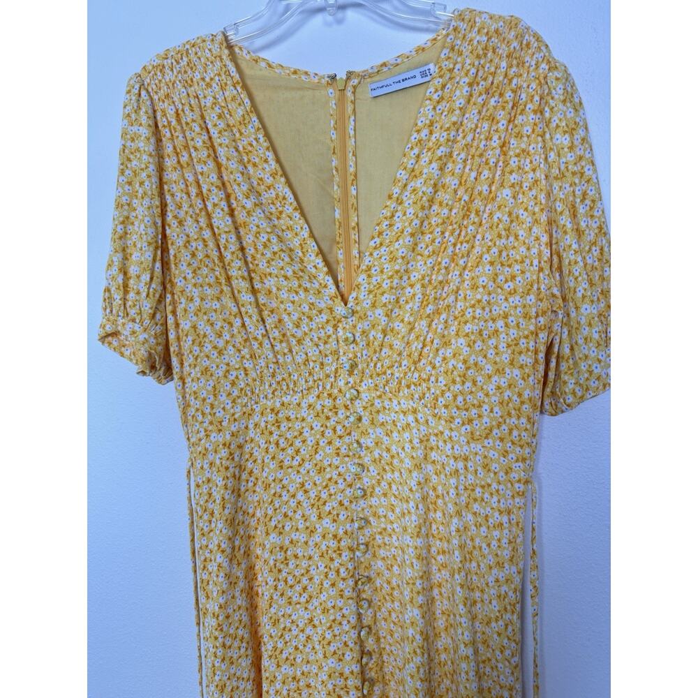 Faithfull The Brand Midi Dress Women’s Medium Floral Yellow Ari - Picture 5 of 14